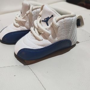 Air Jordan Retro 12 Crib Sneakers, Size 1, Blue & White, Never Worn, Great Deal